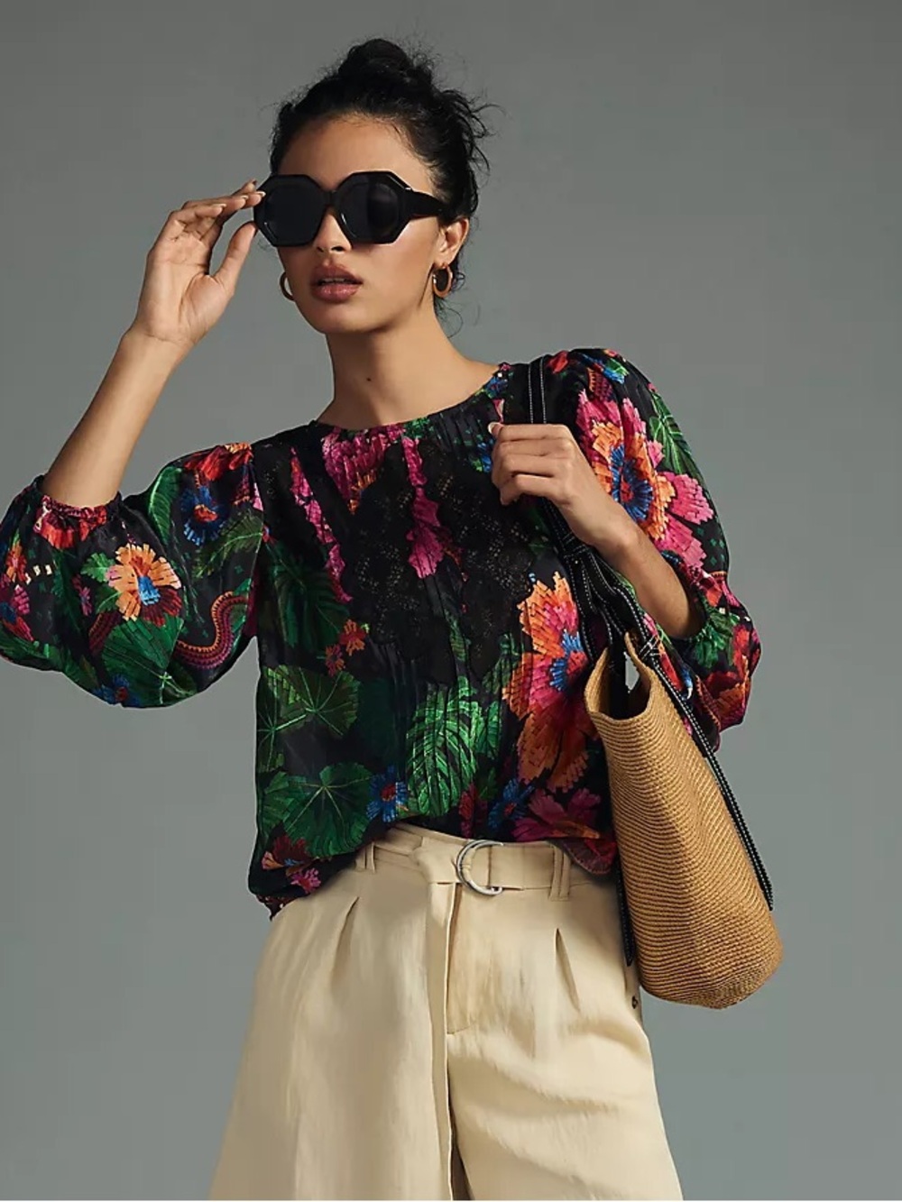 Farm Rio Blooming Garden Blouse size M